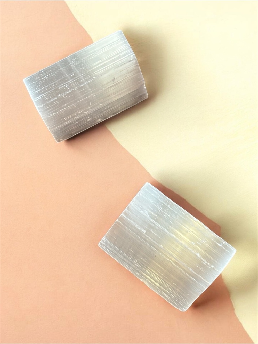 White Selenite Charging Stones 2 Piece Crystal Energy Cleansing Set